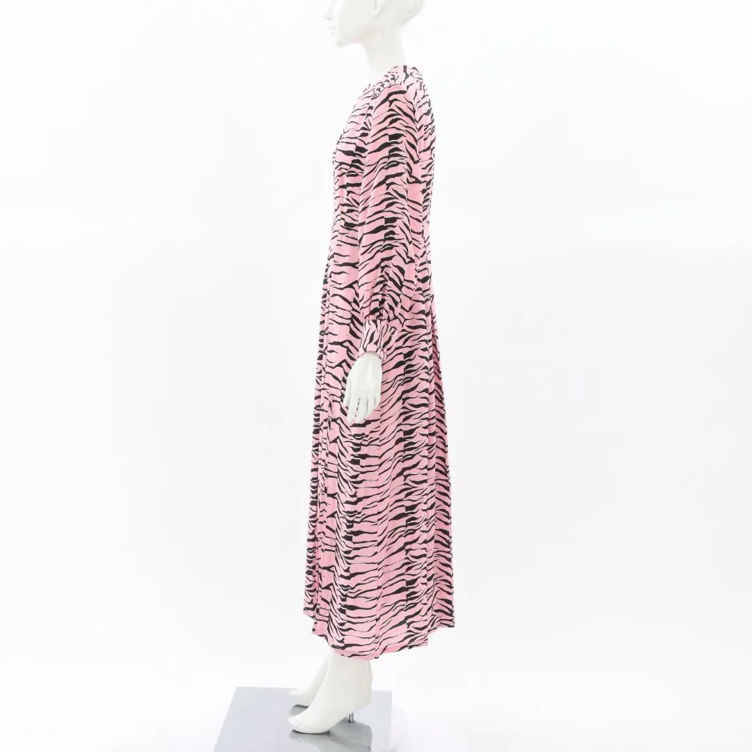 Rixo London Emma Tiger Print Silk Midi Dress Size Small