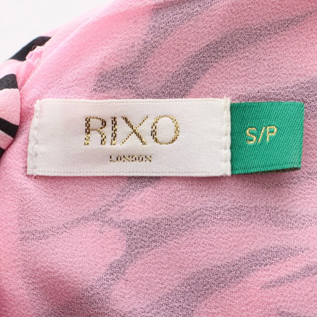 Rixo London Emma Tiger Print Silk Midi Dress Size Small