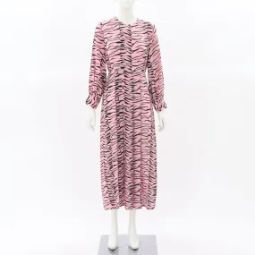 Rixo London Emma Tiger Print Silk Midi Dress Size Small
