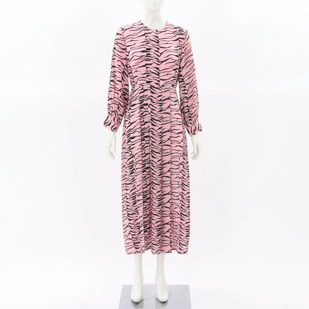 Rixo London Emma Tiger Print Silk Midi Dress Size Small