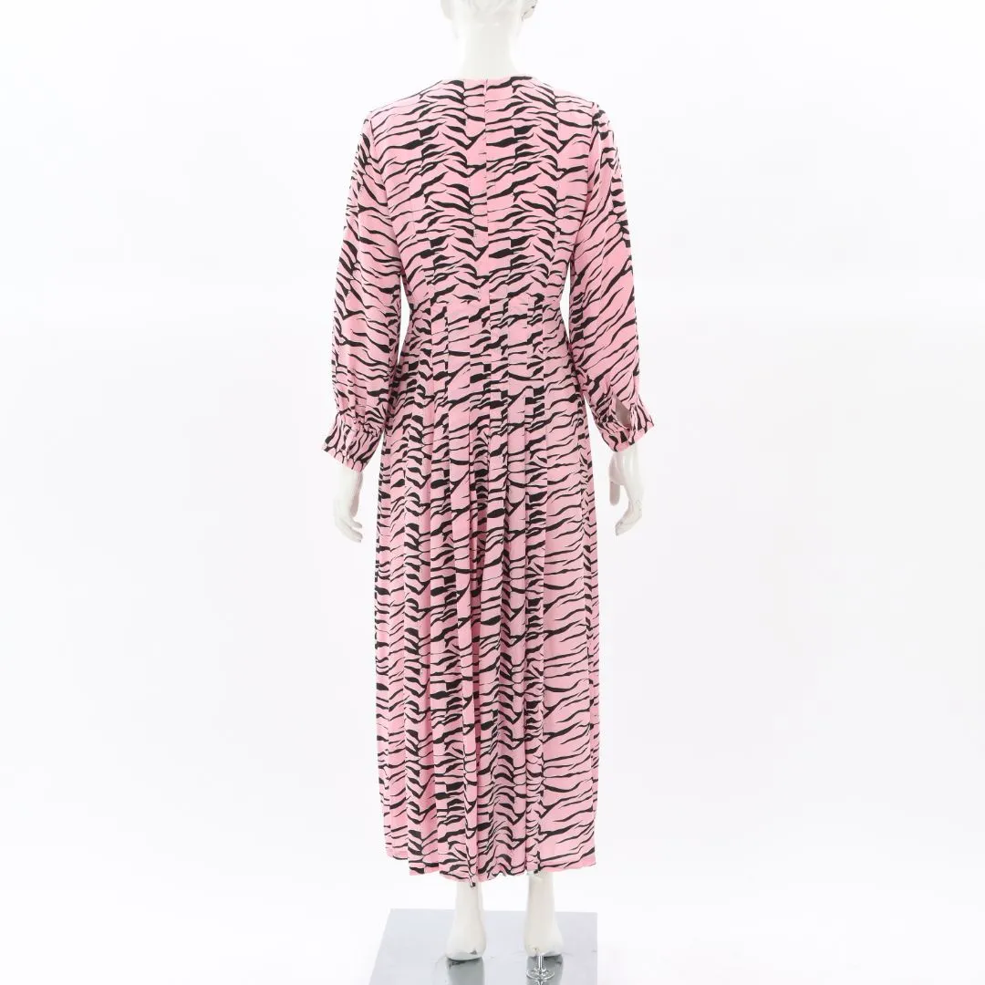 Rixo London Emma Tiger Print Silk Midi Dress Size Small