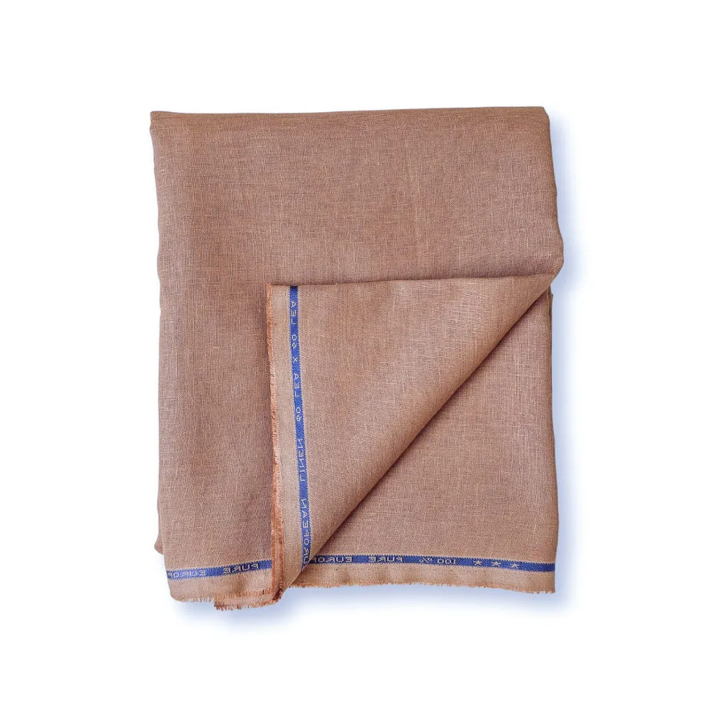 Rose Brown Plain Premium 60 Lea Pure Linen Shirting Fabric (Width 58 Inches)