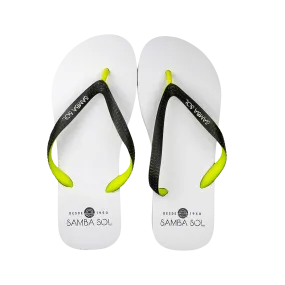 Samba Sol Men’s Beach Collection Flip Flops - White/Lime/Grey