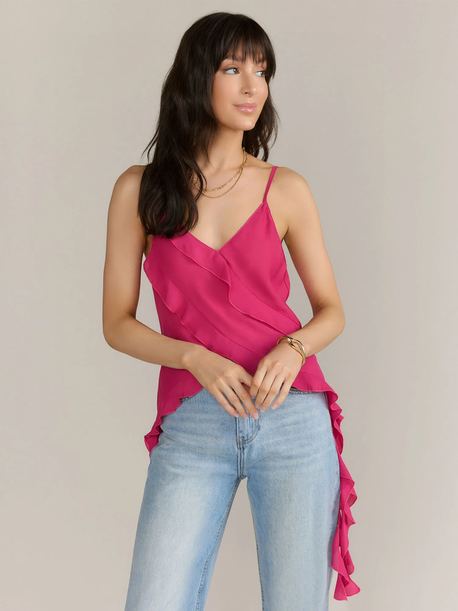 Sans Souci Asymmetrical Ruffle Tank Top - Brands We Love