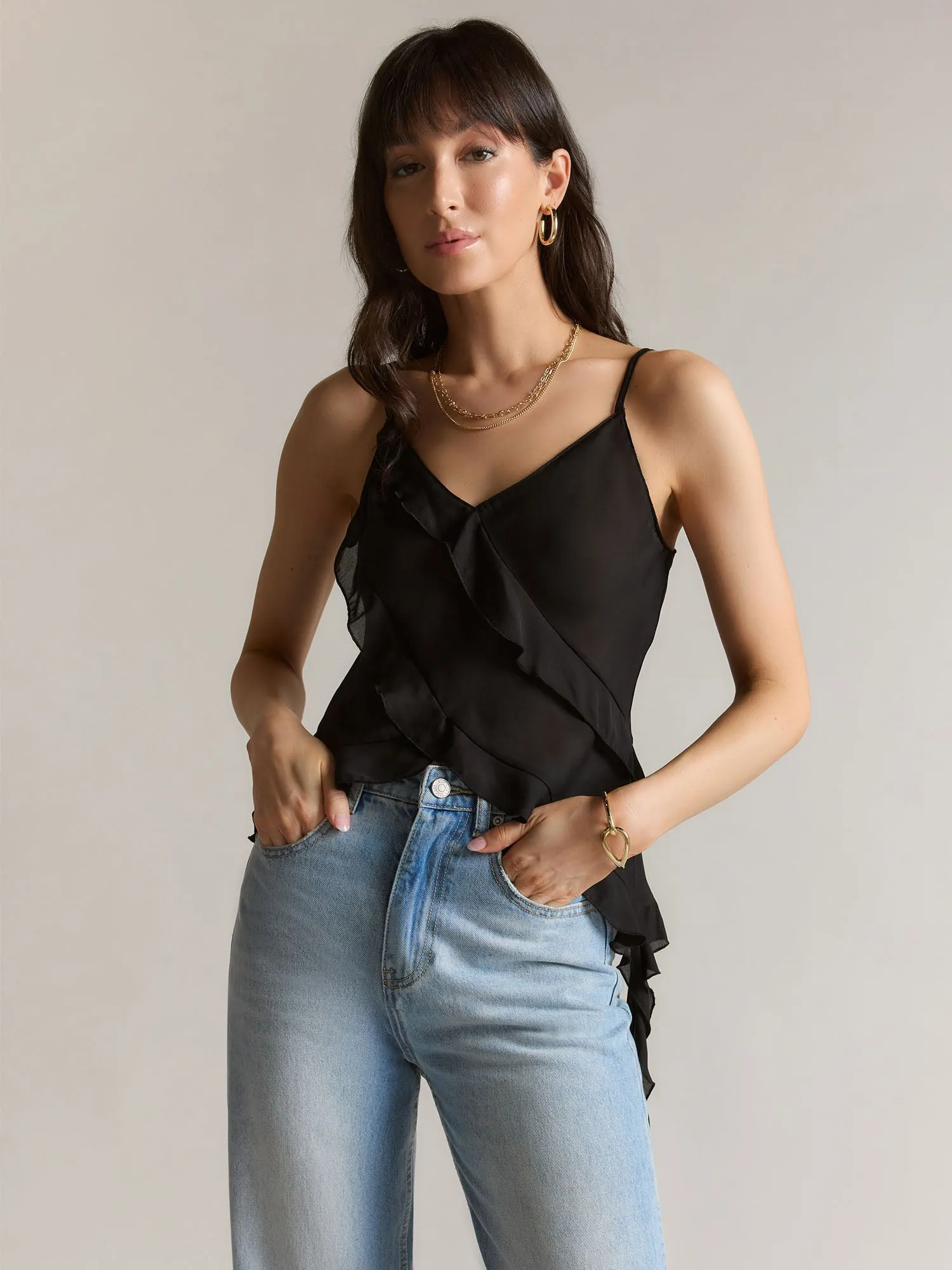 Sans Souci Asymmetrical Ruffle Tank Top - Brands We Love