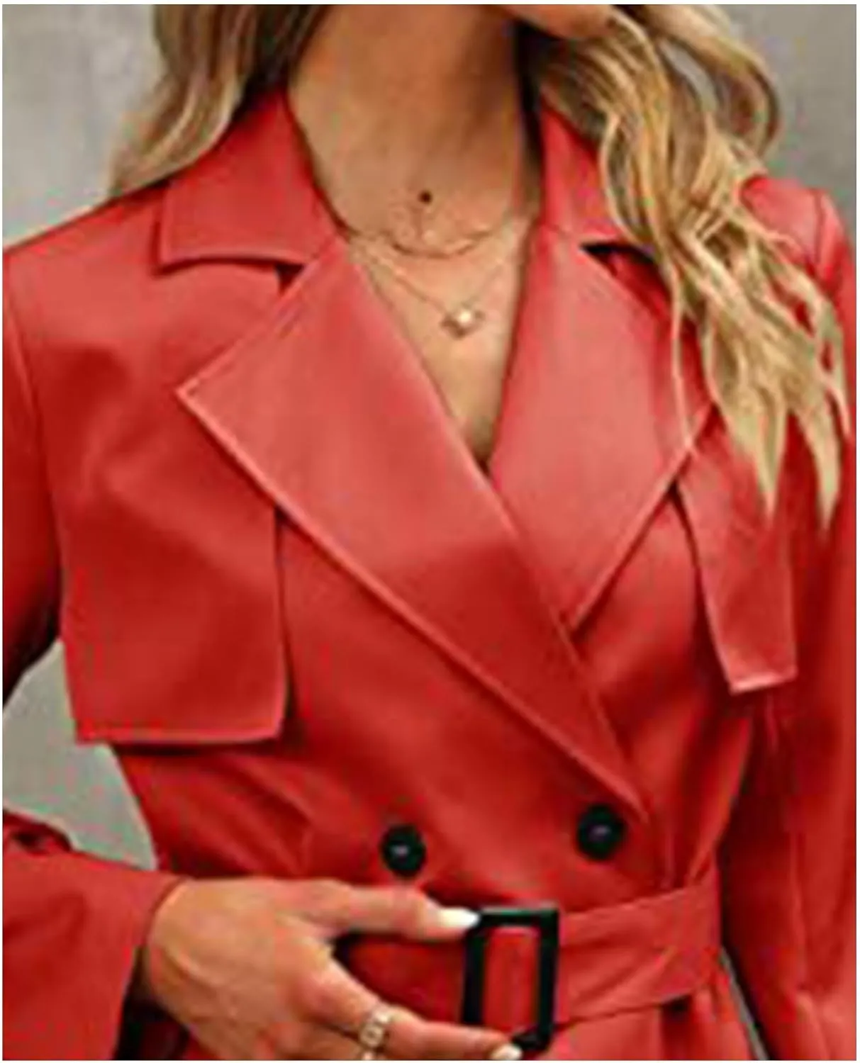 SEMATOMALA Women's Double Breasted Midi Trench Coat Flowy Light Weight Classic Belted Lapel Slim Windproof Overcoat