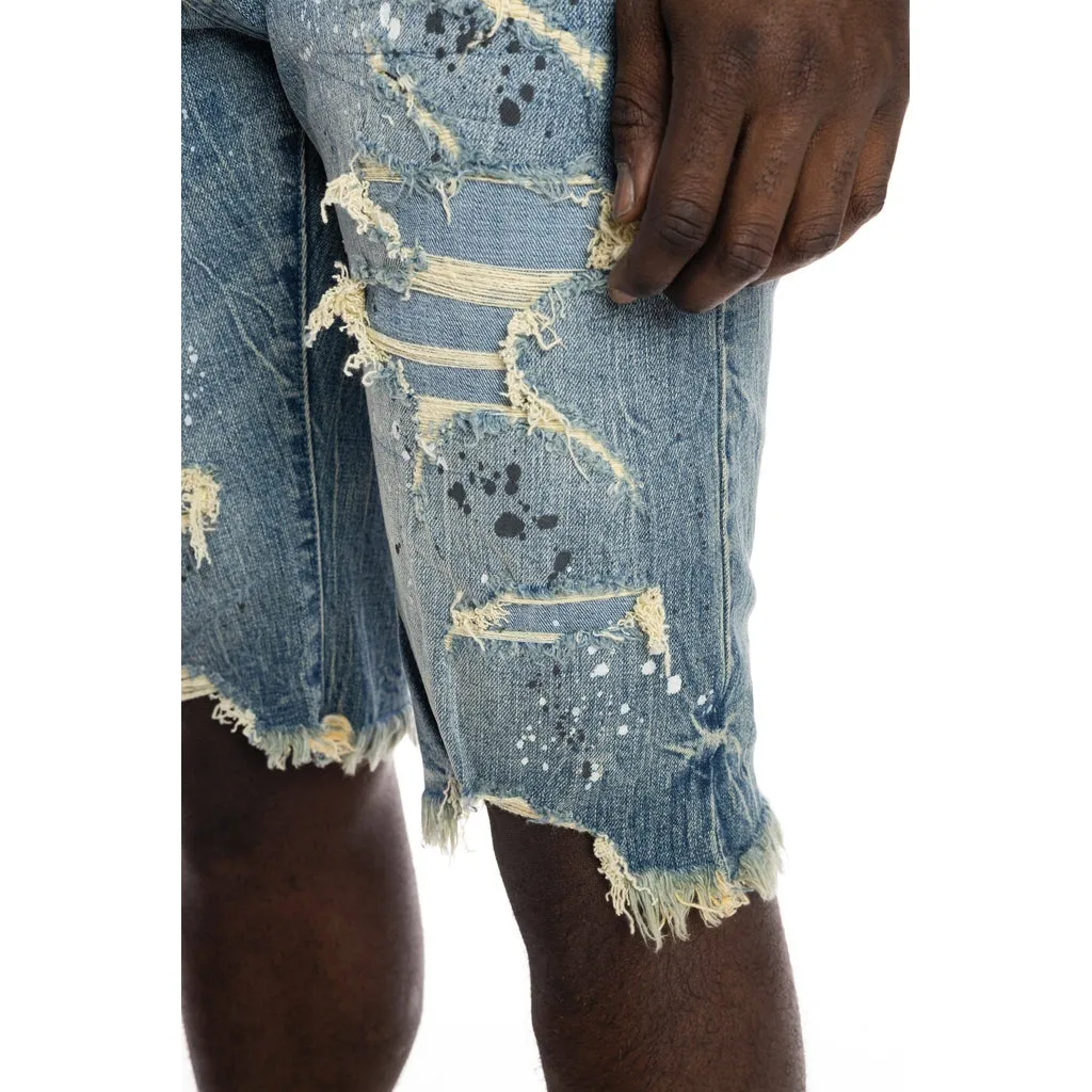 Slim Ripoff Semi Basic Jean Shorts - Blue Stone