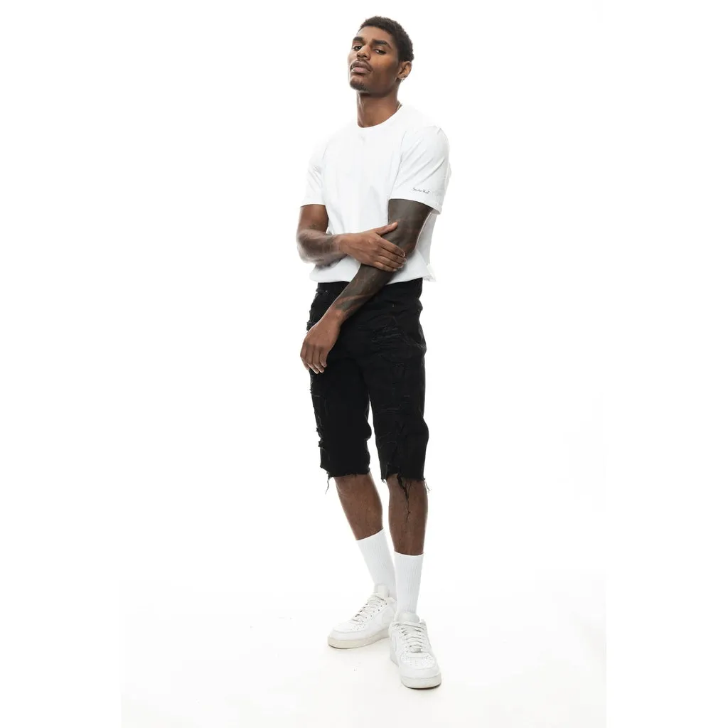Slim Ripoff Semi Basic Jean Shorts - Jet Black