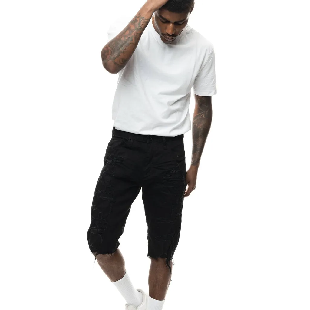 Slim Ripoff Semi Basic Jean Shorts - Jet Black