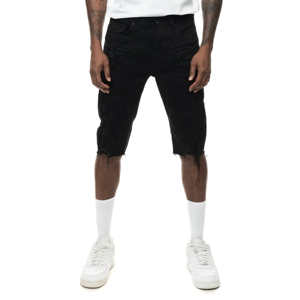 Slim Ripoff Semi Basic Jean Shorts - Jet Black