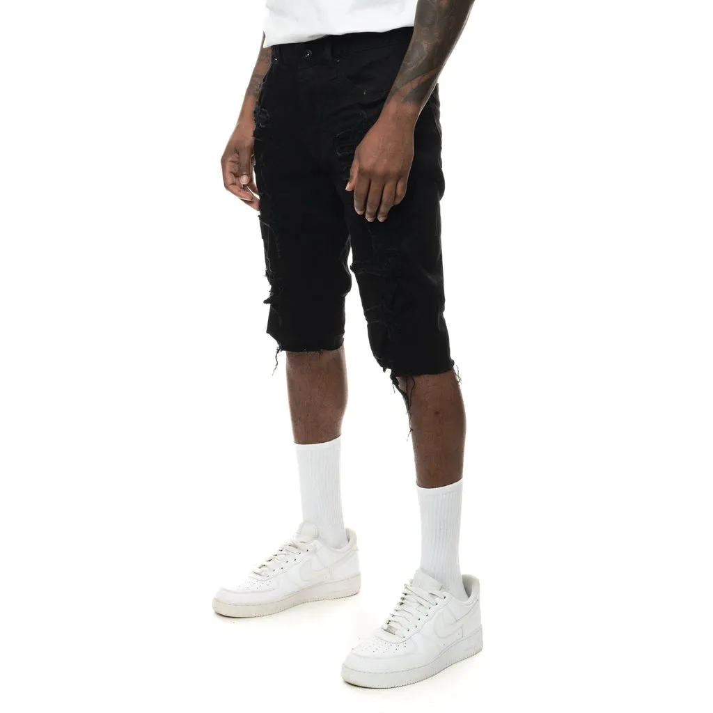 Slim Ripoff Semi Basic Jean Shorts - Jet Black