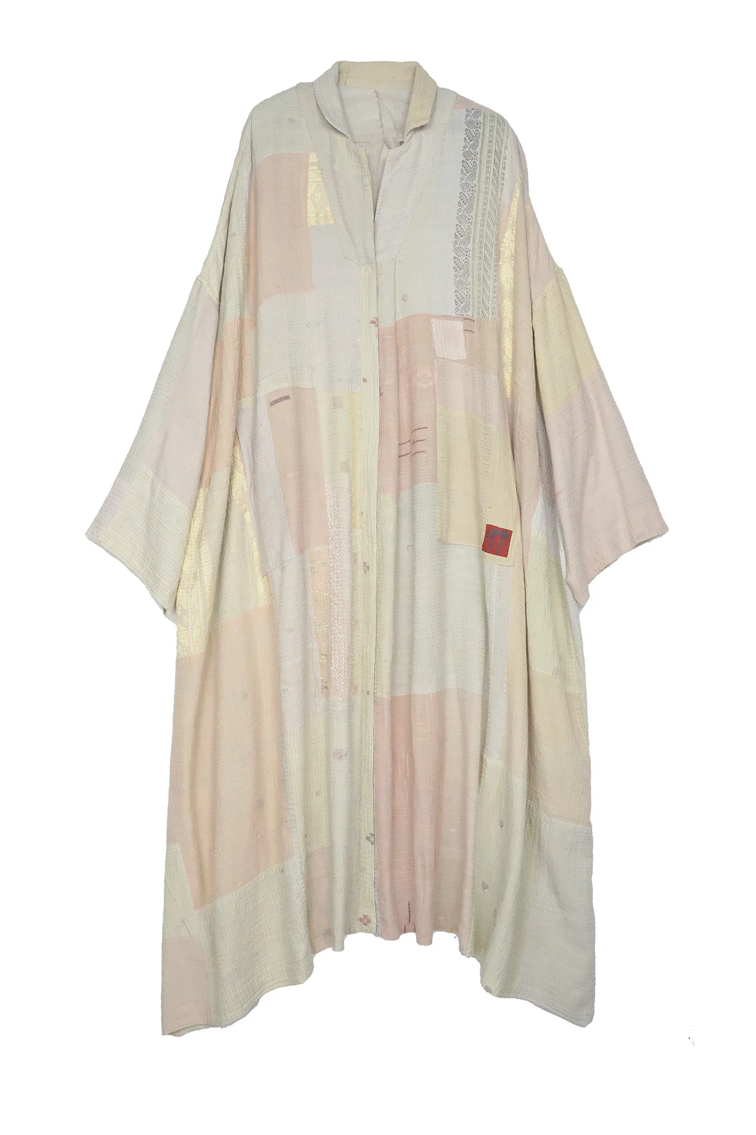SOUTH WOVEN PATCH KANTHA OVERSIZE DRESS - pw2432-ivy -
