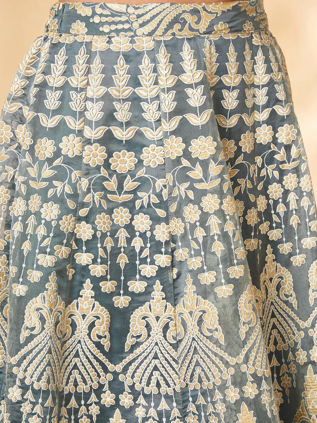 Stylish & Elegant Gold printed Lehenga with Top