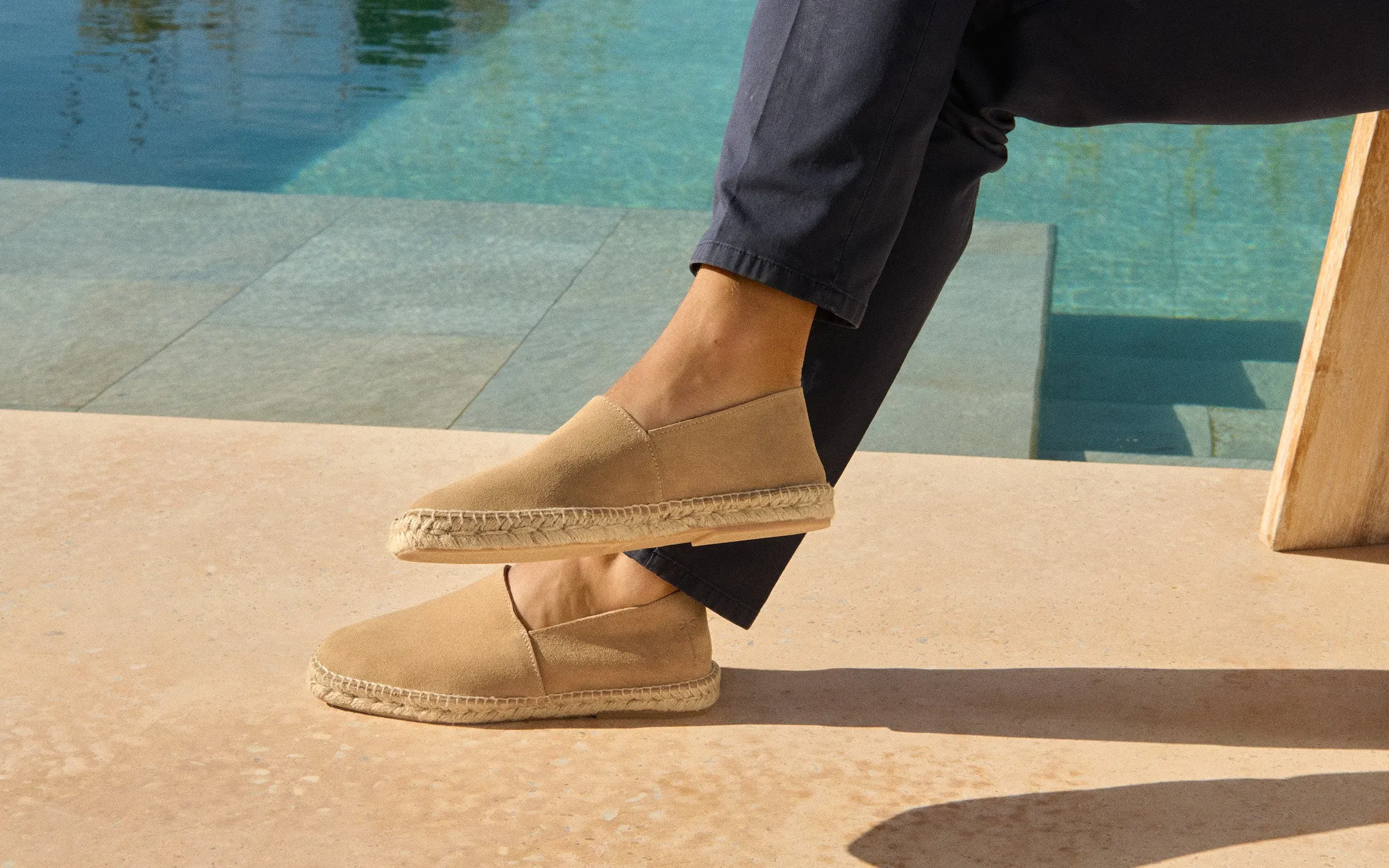 Suede Squared Toe Espadrilles - M28CQ - Hamptons Washed Beige