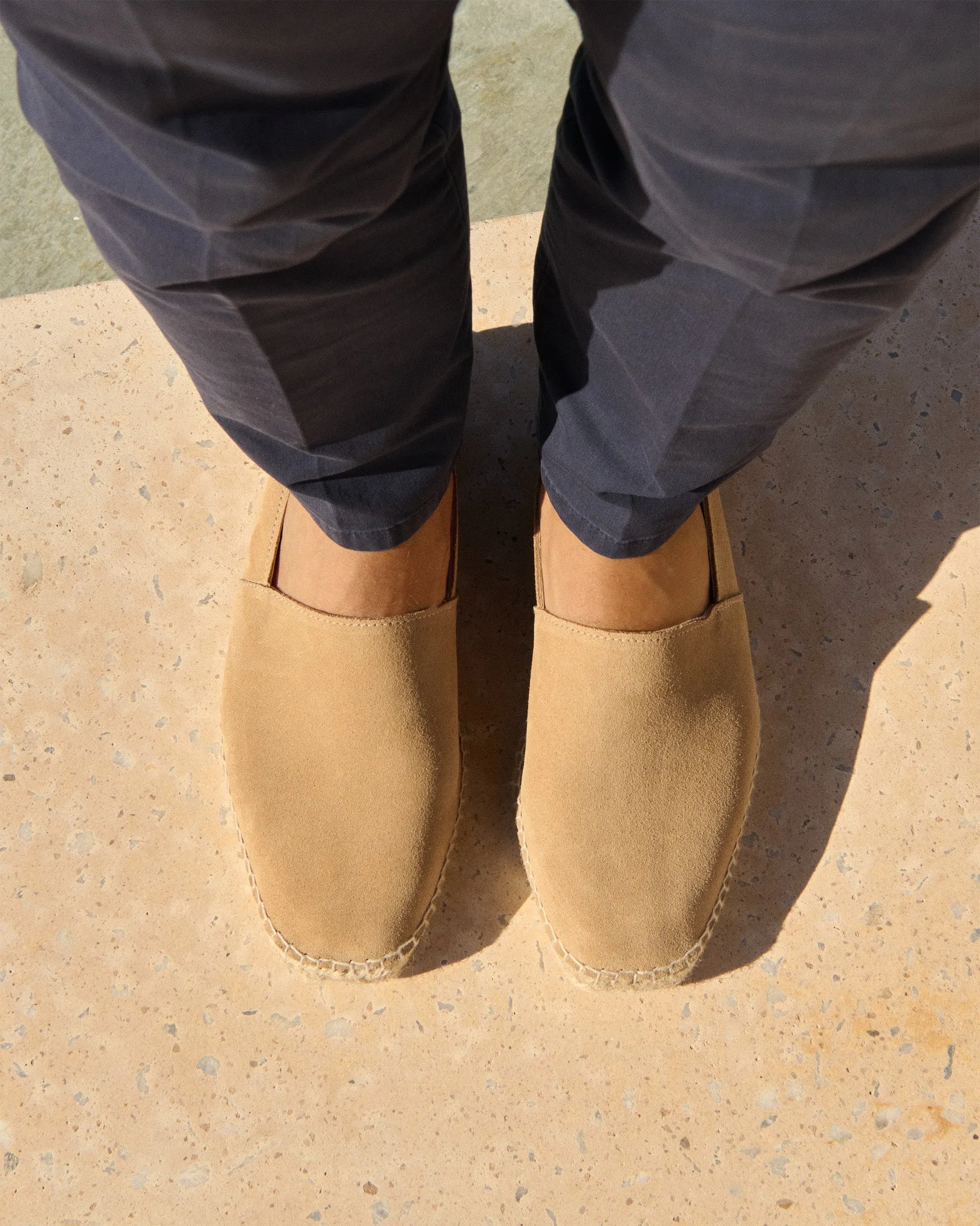 Suede Squared Toe Espadrilles - M28CQ - Hamptons Washed Beige