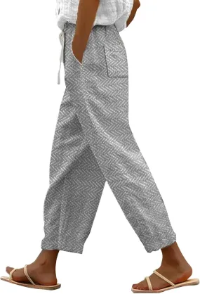 Summer Capri Pants for Women 2024 Casual Pants Womens Linen Summer Capri Pants 2024 Striped Linen Pants Women Linen