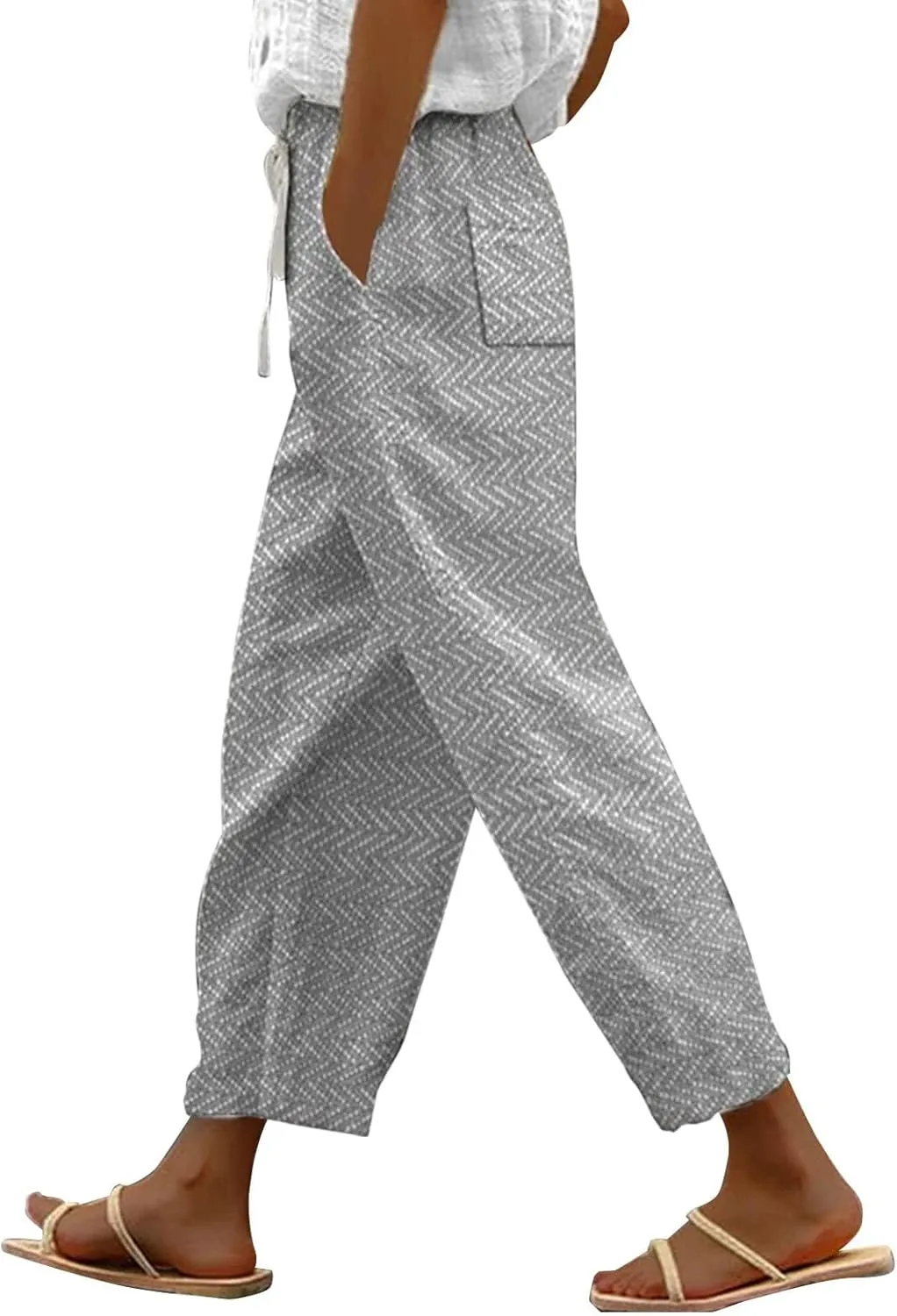 Summer Capri Pants for Women 2024 Casual Pants Womens Linen Summer Capri Pants 2024 Striped Linen Pants Women Linen