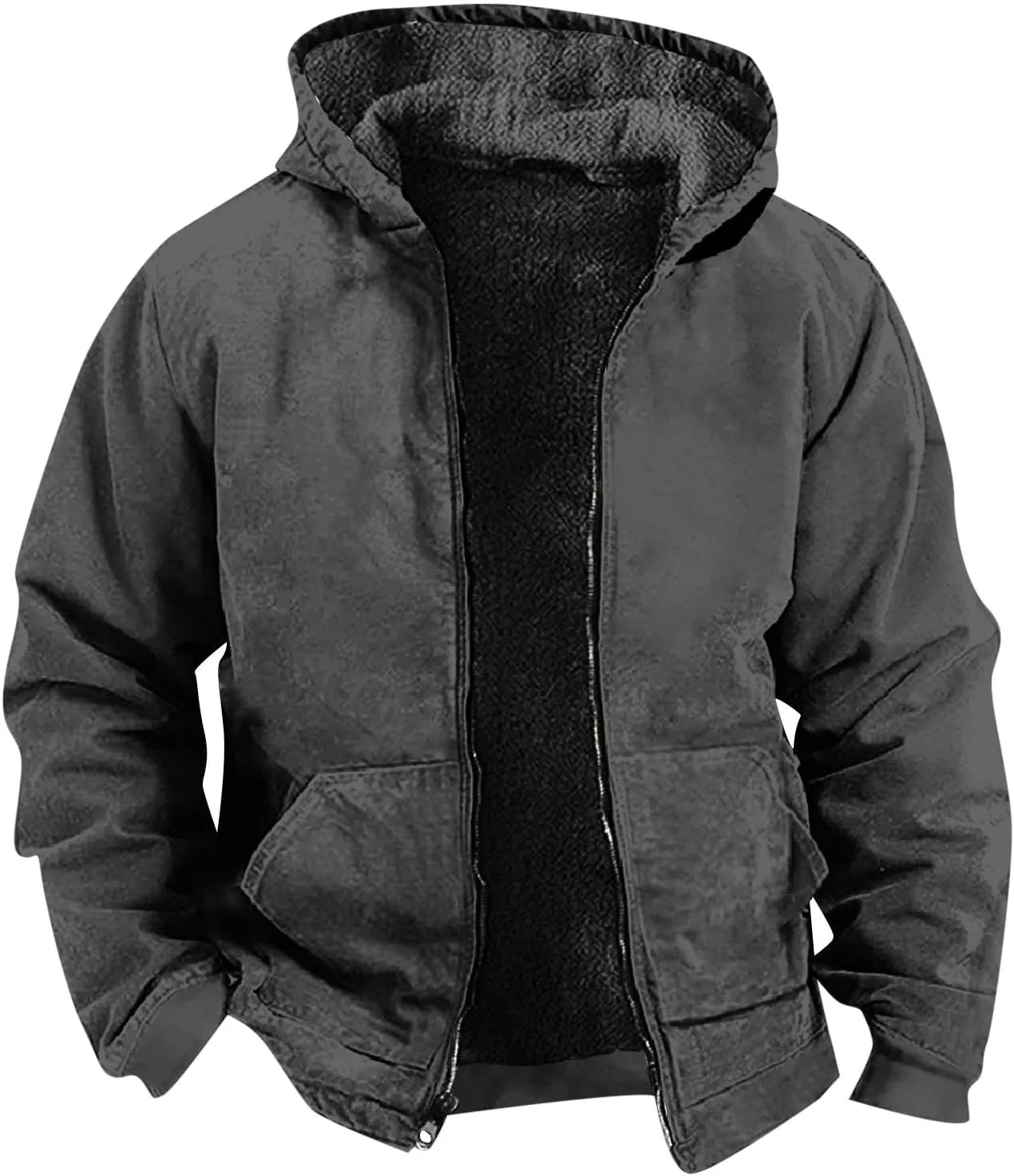 SUWBMHWE Light Jacket Men,Men's Zipper Hoodie Heavyweight Long Sleeve Casual Tops Warm Sweatshirt Jacket with Pocket