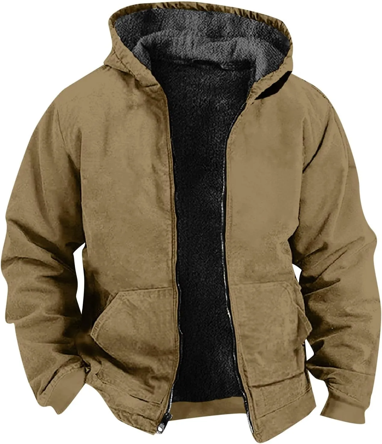 SUWBMHWE Light Jacket Men,Men's Zipper Hoodie Heavyweight Long Sleeve Casual Tops Warm Sweatshirt Jacket with Pocket
