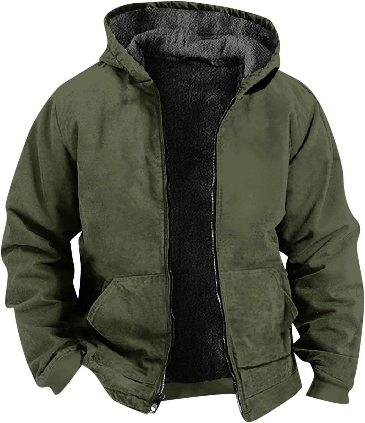 SUWBMHWE Light Jacket Men,Men's Zipper Hoodie Heavyweight Long Sleeve Casual Tops Warm Sweatshirt Jacket with Pocket