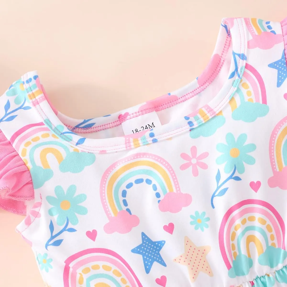 Toddler Girl Dresses Flutter Sleeve Summer Clothes School Outfit Girls Casual Swing Ruffle Dress 1-7 Years