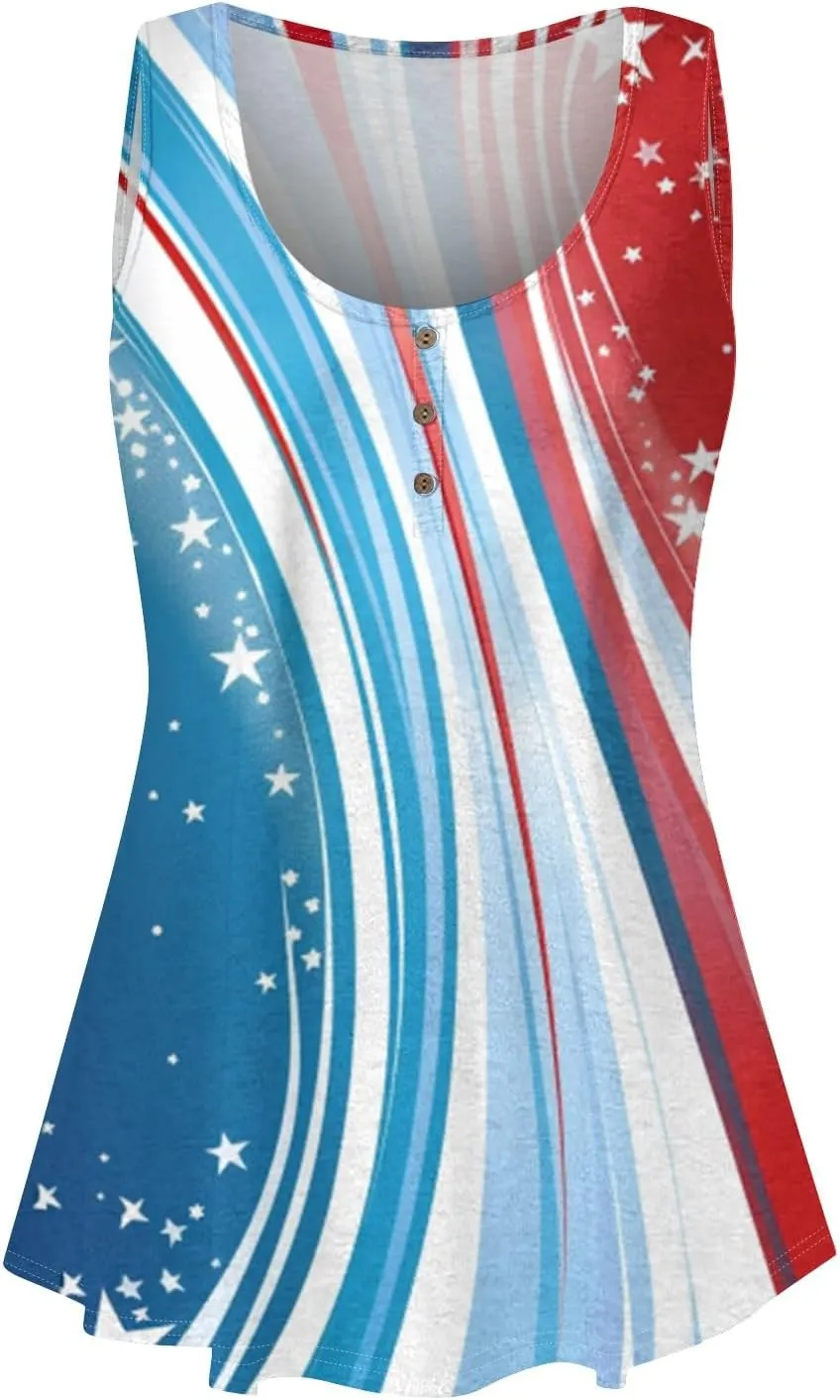 Tunic Tops Cool Sleeveless for Women Summer Print Round Neck Relaxed Fit Tank Tops Casual Cute Fashion Loose Tees