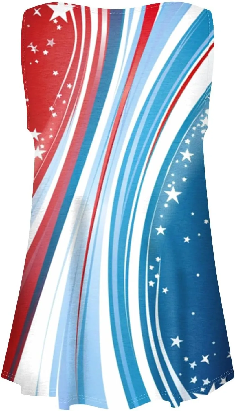 Tunic Tops Cool Sleeveless for Women Summer Print Round Neck Relaxed Fit Tank Tops Casual Cute Fashion Loose Tees