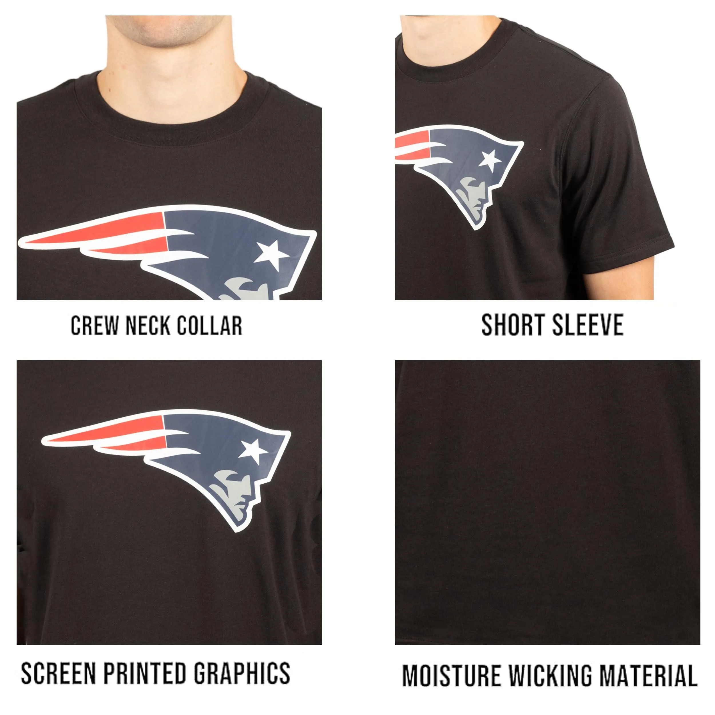Ultra Game NFL Official Adults Super Soft Supreme Logo T-Shirt - Unisex, New England Patriots, Black|New England Patriots