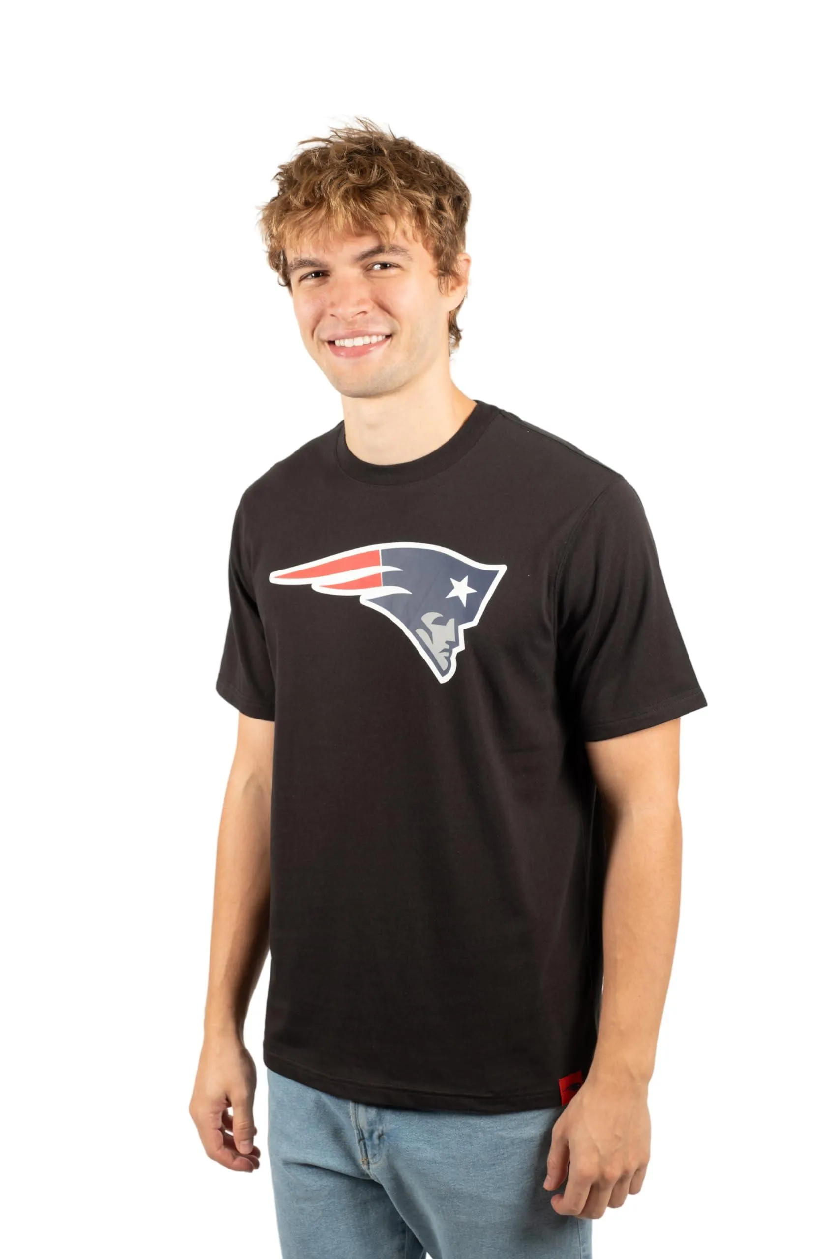 Ultra Game NFL Official Adults Super Soft Supreme Logo T-Shirt - Unisex, New England Patriots, Black|New England Patriots