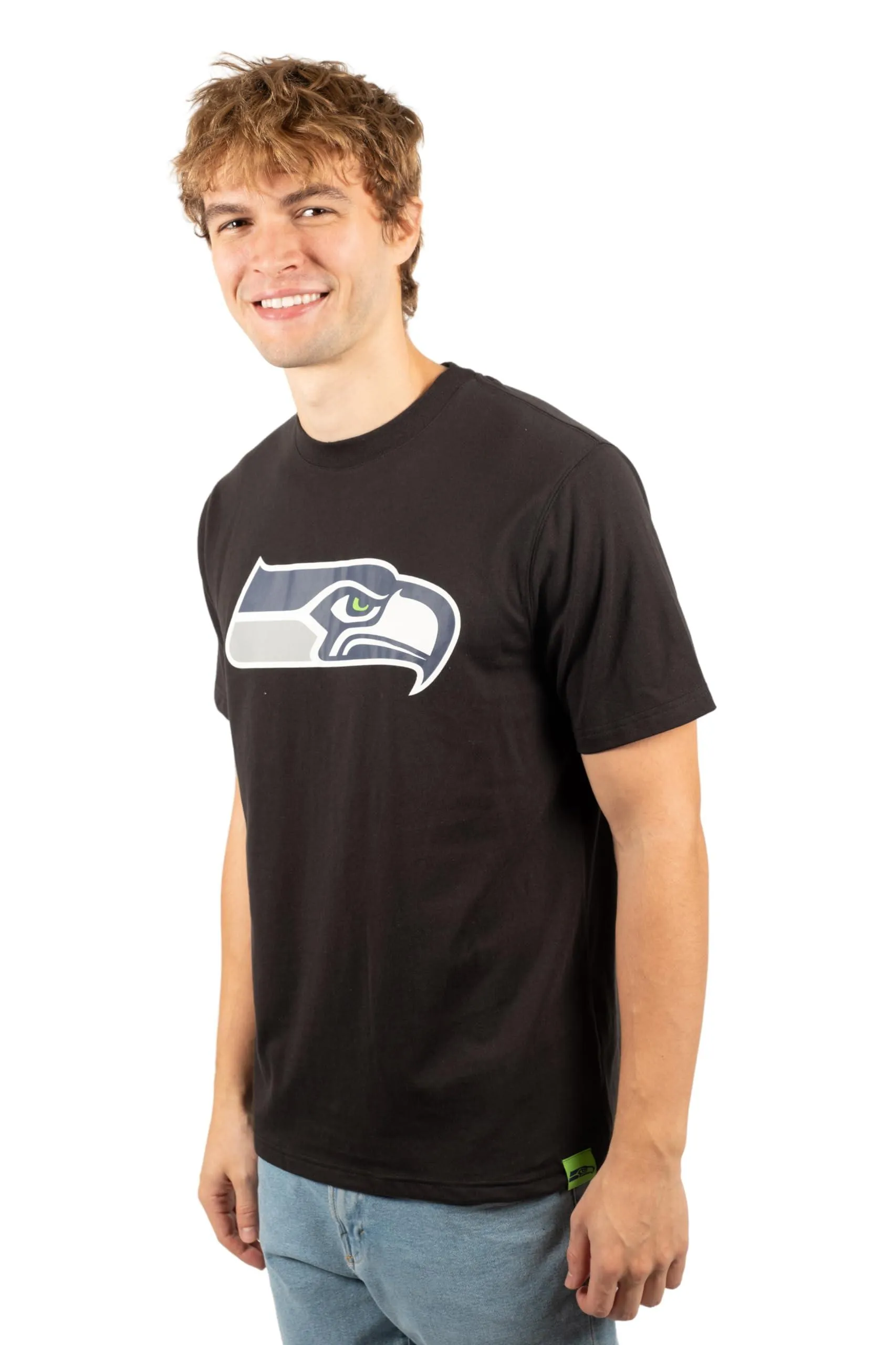 Ultra Game NFL Official Adults Super Soft Supreme Logo T-Shirt - Unisex, Seattle Seahawks, Black|Seattle Seahawks