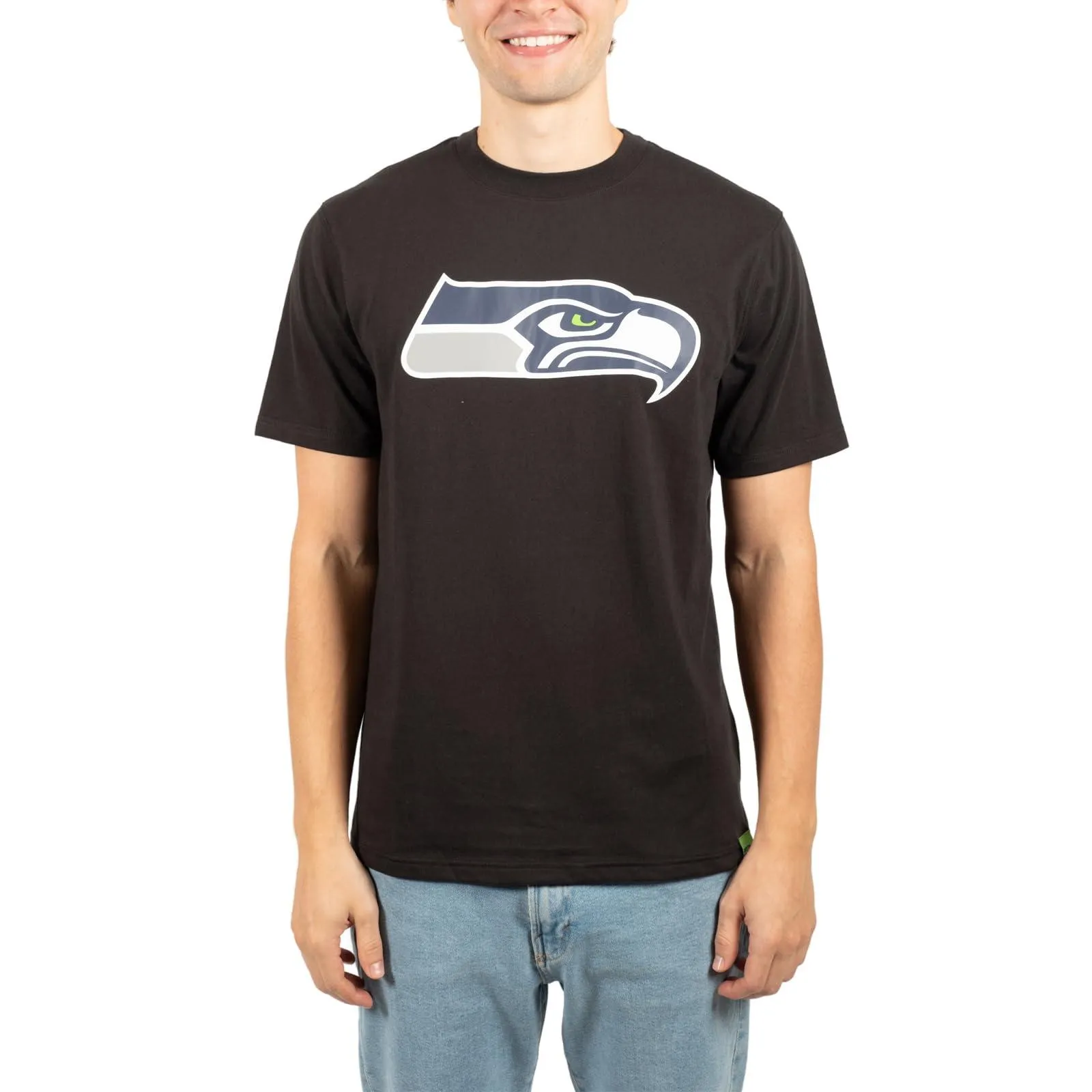 Ultra Game NFL Official Adults Super Soft Supreme Logo T-Shirt - Unisex, Seattle Seahawks, Black|Seattle Seahawks