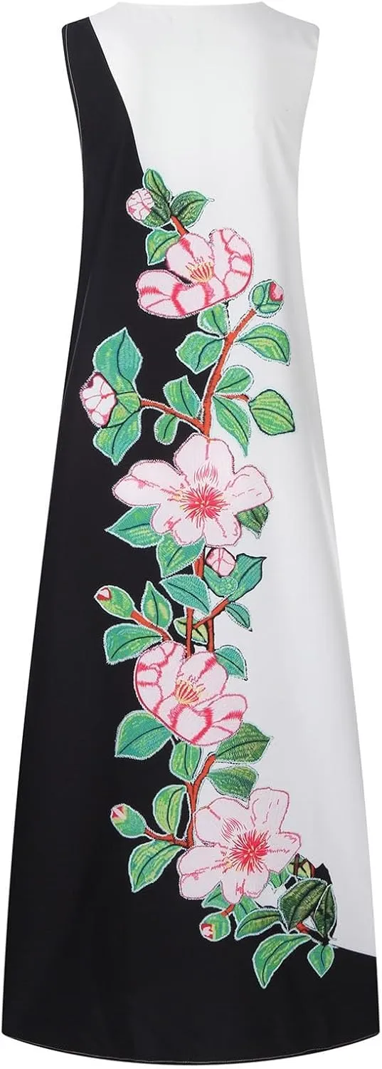 Wedding Guest Dresses for Women Classical Crew Neck Wrap Maxi Dress Elegant Sleeveless Ultra Stylish Long Dress