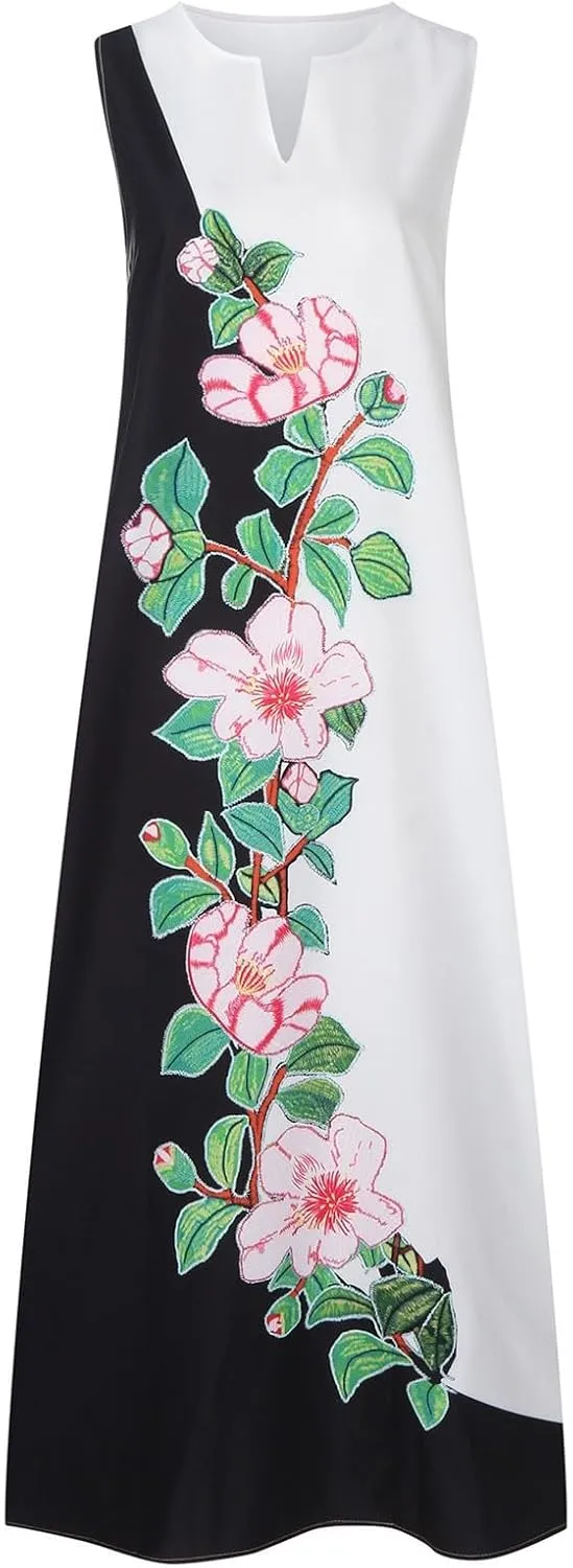 Wedding Guest Dresses for Women Classical Crew Neck Wrap Maxi Dress Elegant Sleeveless Ultra Stylish Long Dress