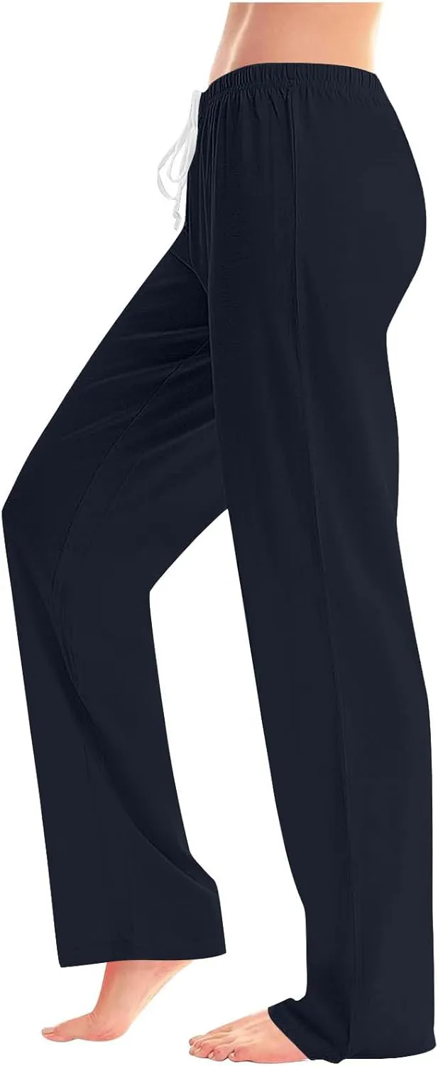 Women's Cotton Yoga Pants Home Trousers Workout Running Pants Casual Long Joggers Pants Lightweight Sweatpants