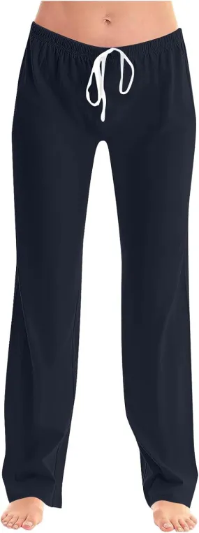Women's Cotton Yoga Pants Home Trousers Workout Running Pants Casual Long Joggers Pants Lightweight Sweatpants