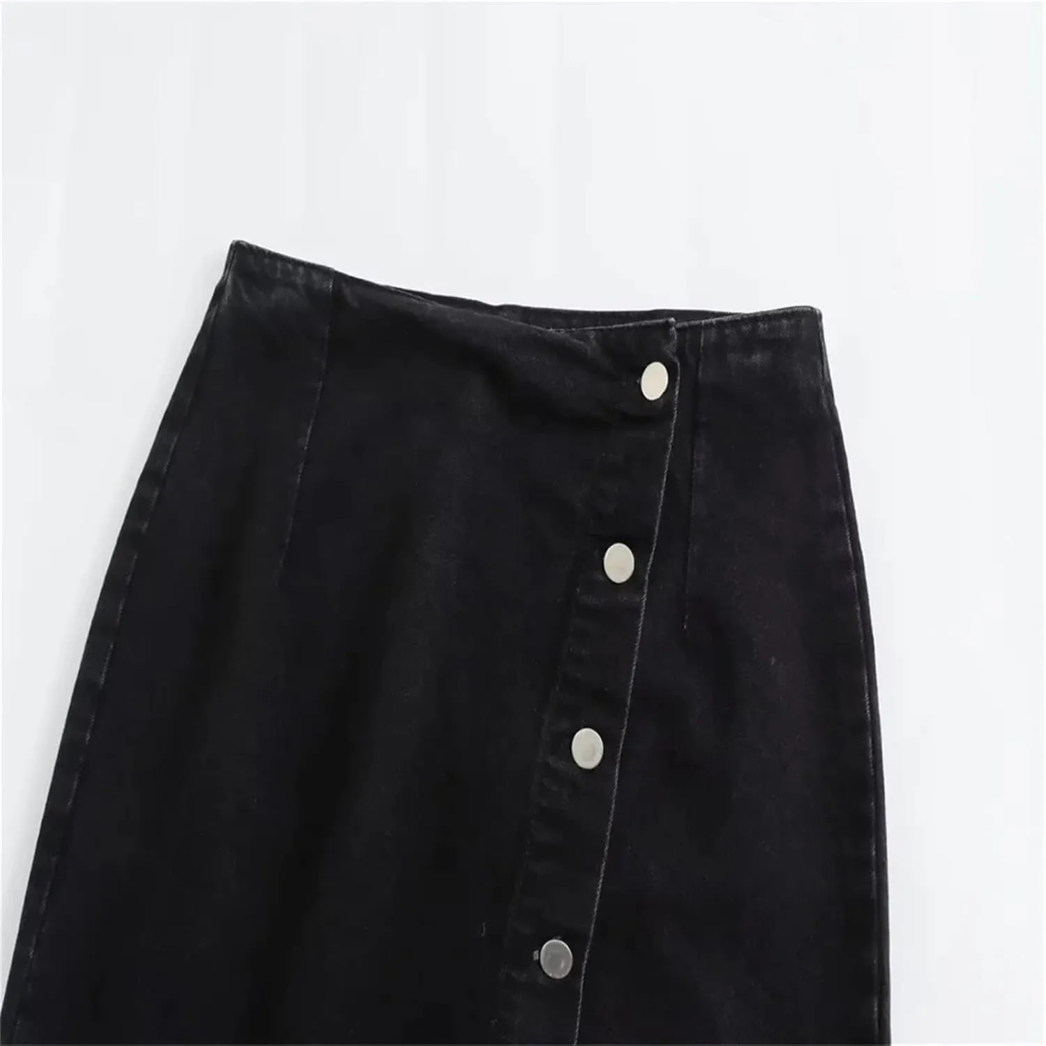Women's Denim Midi Skirt  High Waist Button Front with Side Slit Stylish Casual Jean Skirt for Daily Wear
