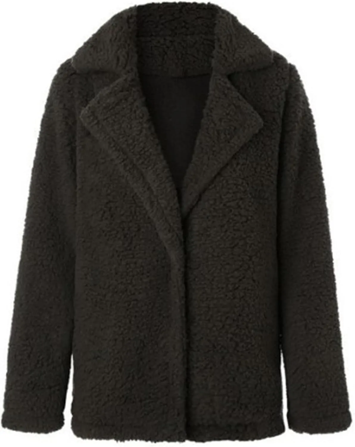 Womens Faux Fur Comfortable Coat Outerwear Winter Stylish Jacket with Pockets