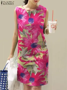 ZANZEA Bohemian Sundress: Vintage Charm for Women, Breathable Cotton, Floral Print