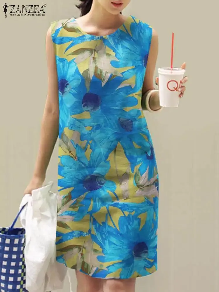 ZANZEA Bohemian Sundress: Vintage Charm for Women, Breathable Cotton, Floral Print