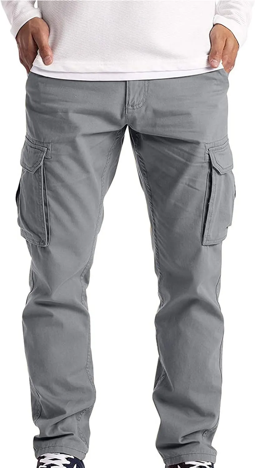 ZYXTIM Big and Tall Men Cargo Jogger Sweat Pants Elastic Bottom Ripstop Hiking Work Pants Relaxed Fit Elastic Waisted Outdoor
