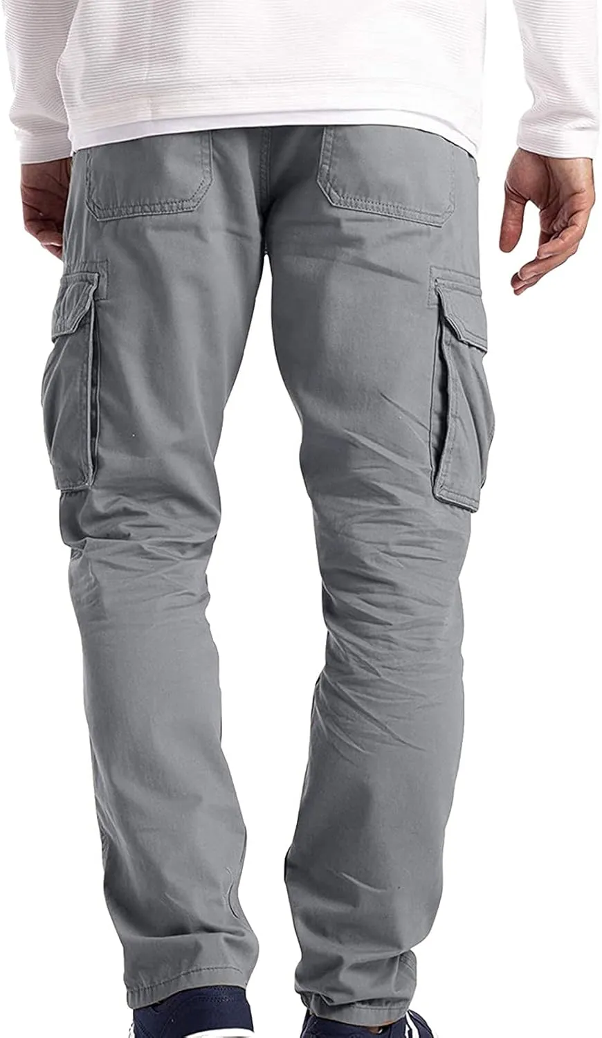 ZYXTIM Big and Tall Men Cargo Jogger Sweat Pants Elastic Bottom Ripstop Hiking Work Pants Relaxed Fit Elastic Waisted Outdoor